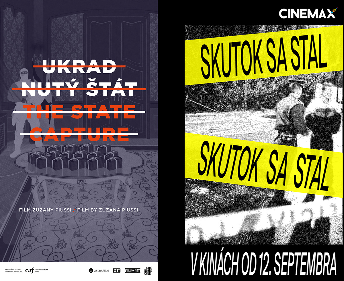 Plakáty k filmům Ukradnutý štát a Skutok sa stal