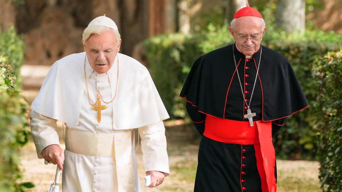 Joseph Ratzinger a Jorge Mario Bergoglio na procházce