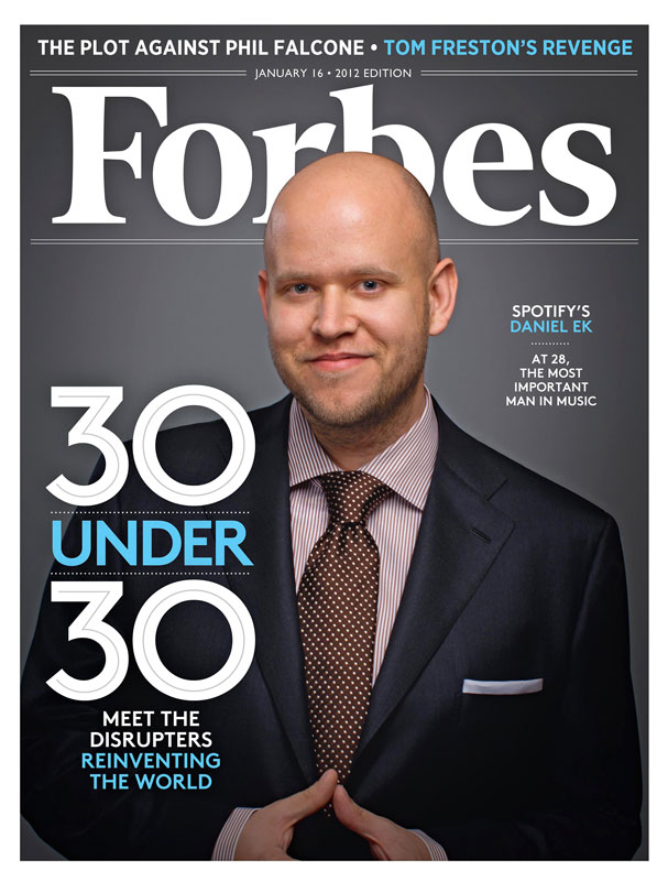 Daniel Ek na titulní straně časopisu Forbes
