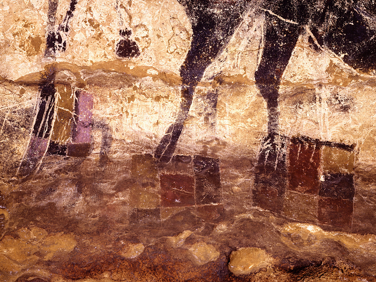 pravěká jeskynní kresba čtverců na kopytech zvířat