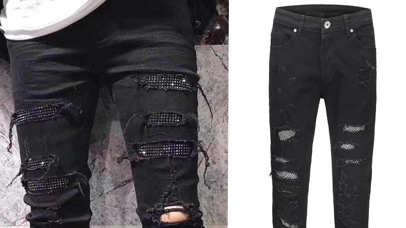 děravé černé džíny