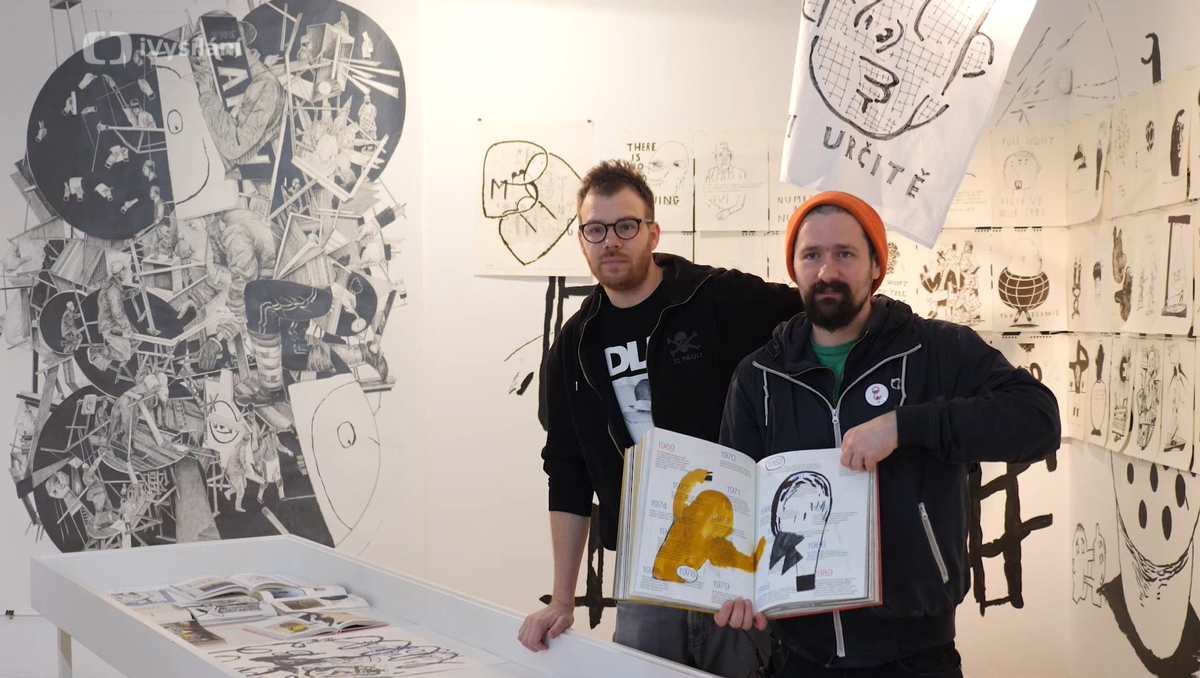Jiří Franta a David Böhm na výstavě svých prací