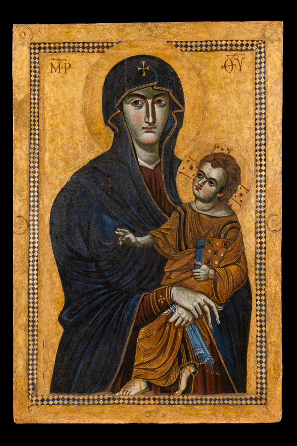 Desková malba Marie s děťátkem