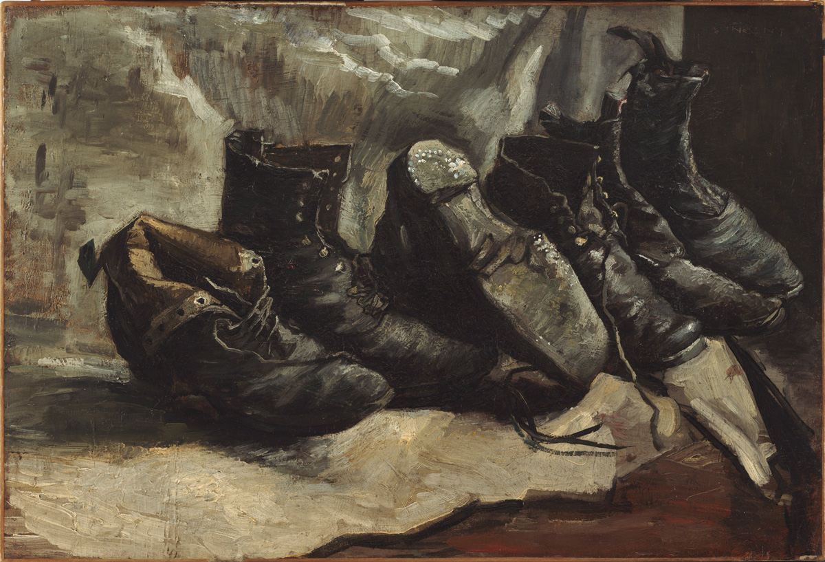 malba tří párů ochozených bot