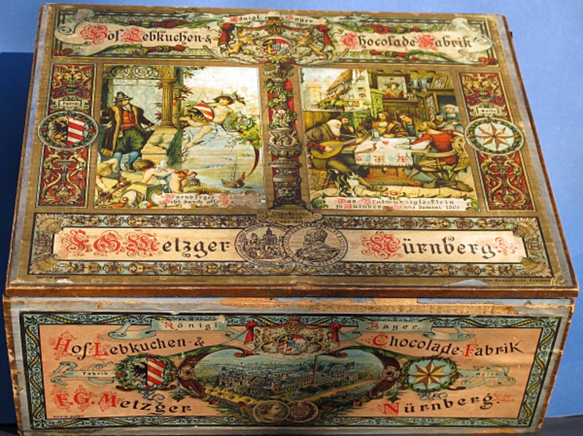 Krabice na pečivo norimberské čokoládovny Metzger