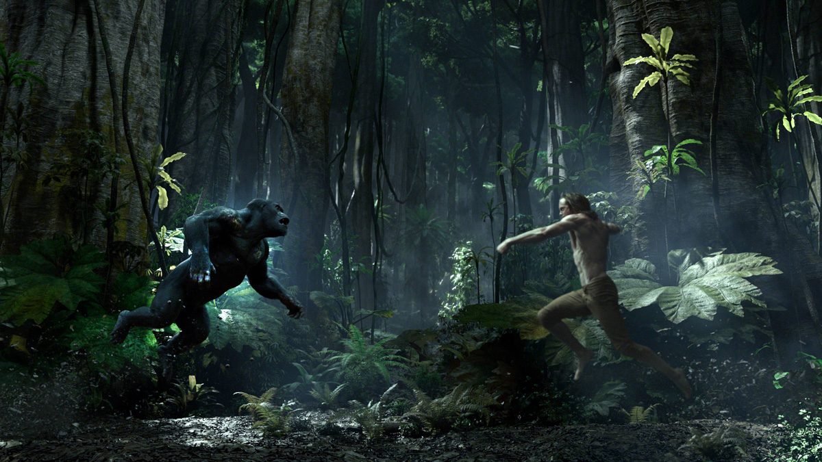 v pralese, Tarzan a opice ve skoku