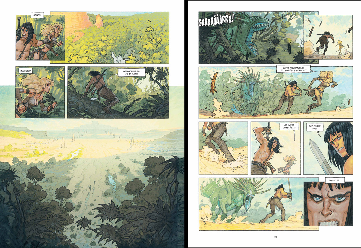 dvoustrana s komiksu, příběh z pralesa
