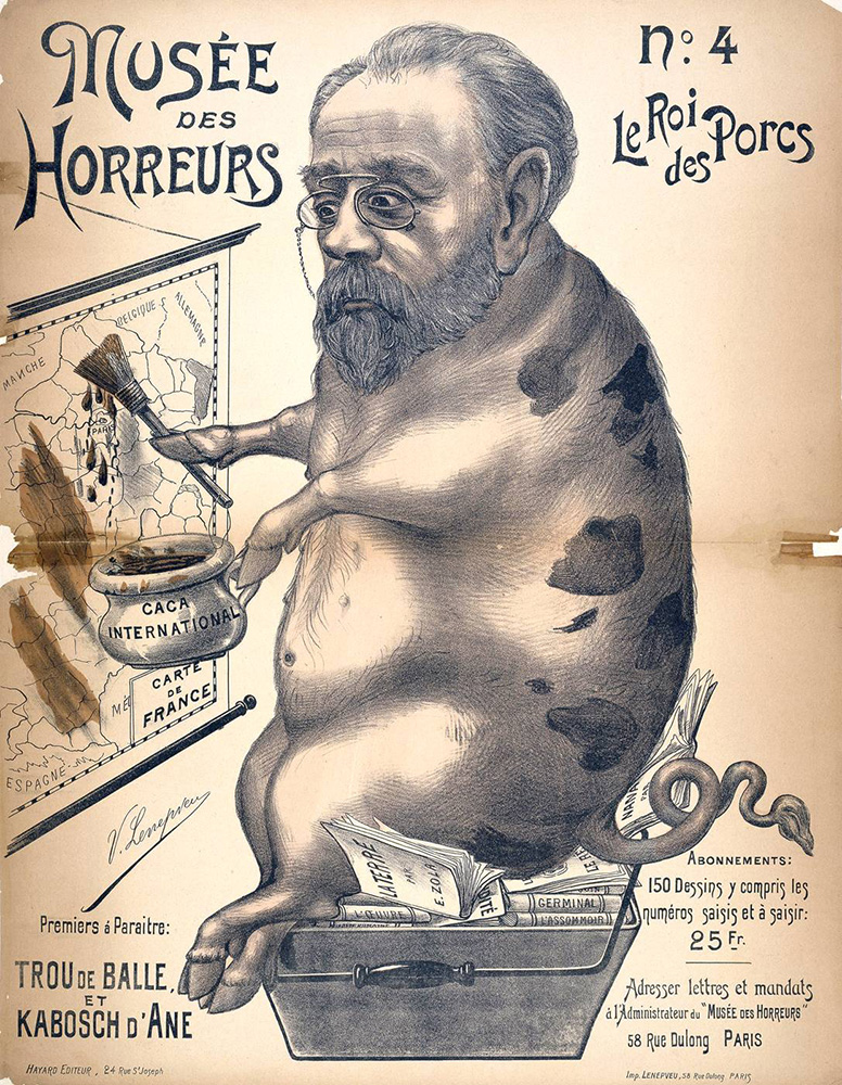 Karikatura Emila Zoly jako „Krále prasat“