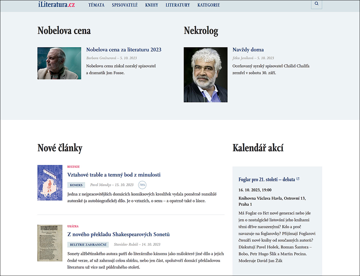 Screenshot z iLiteratury.cz