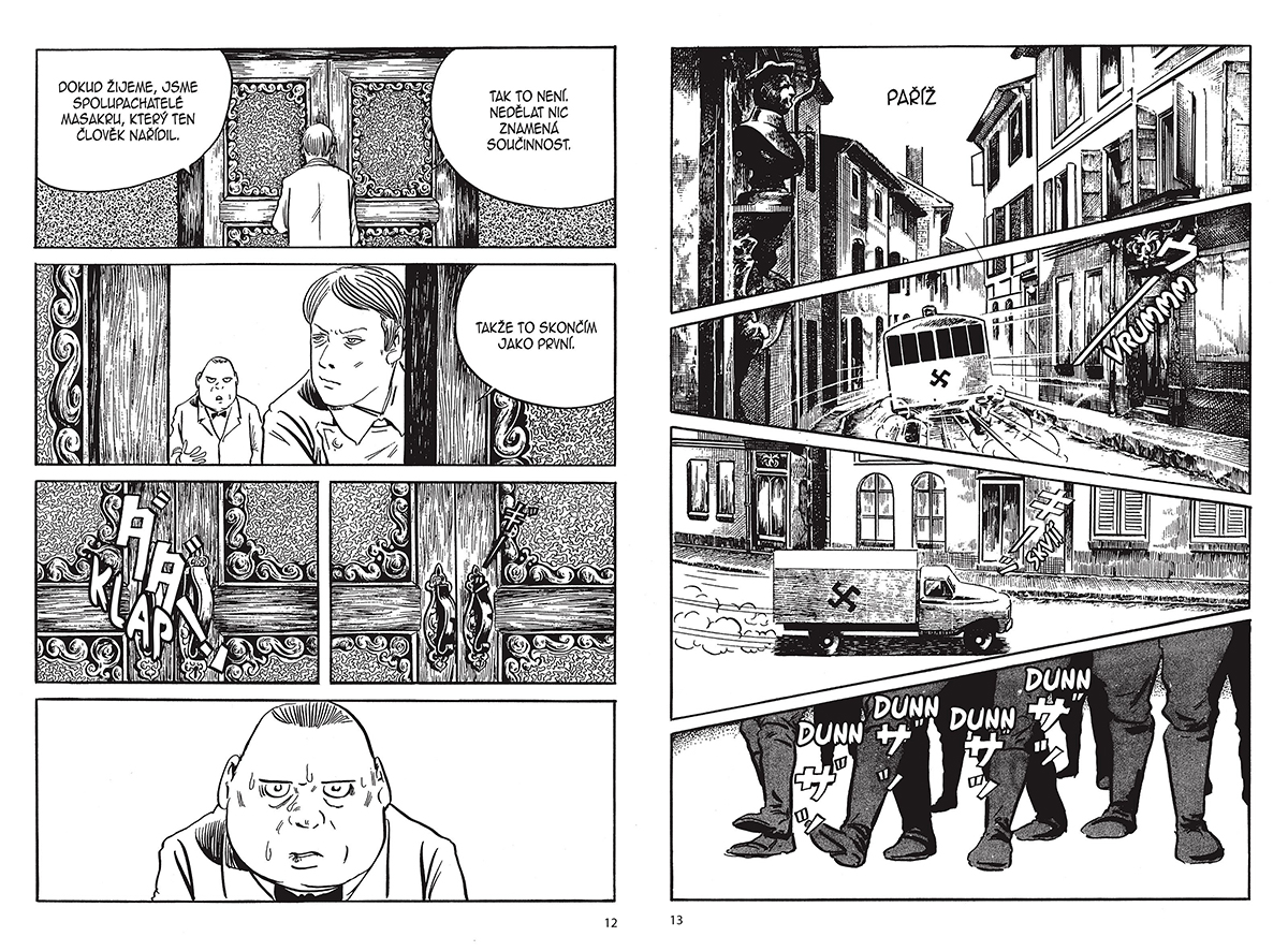 Dvě sousední strany z komiksu Hitler japonského tvůrce Šigerua Mizukiho