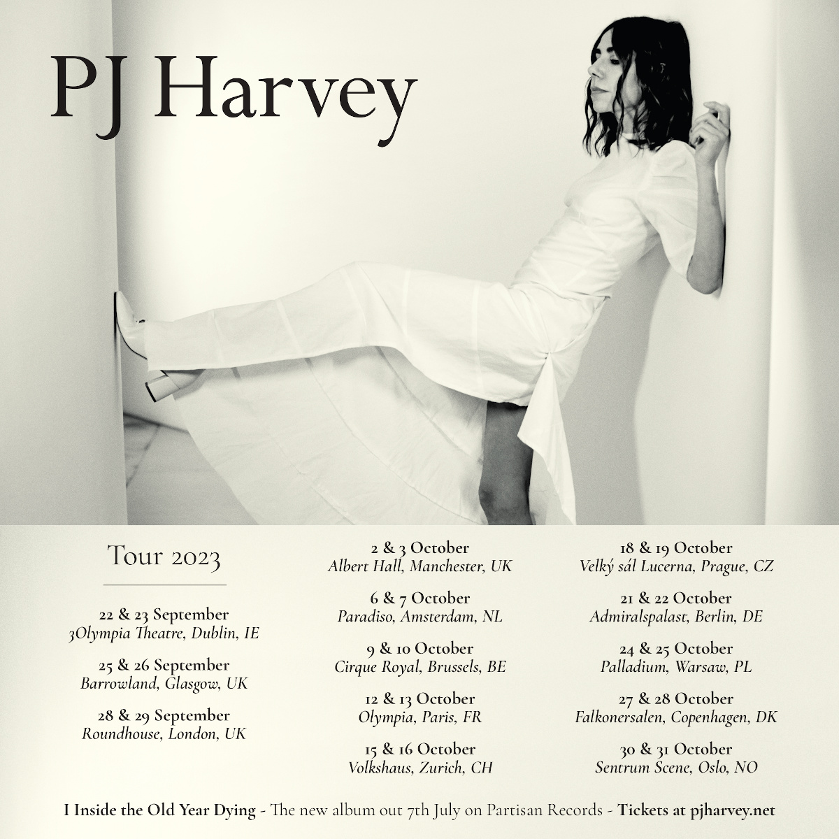 Plakát k letošnímu turné PJ Harvey, v rámci kterého vystoupí 18. a 19. října i v Praze