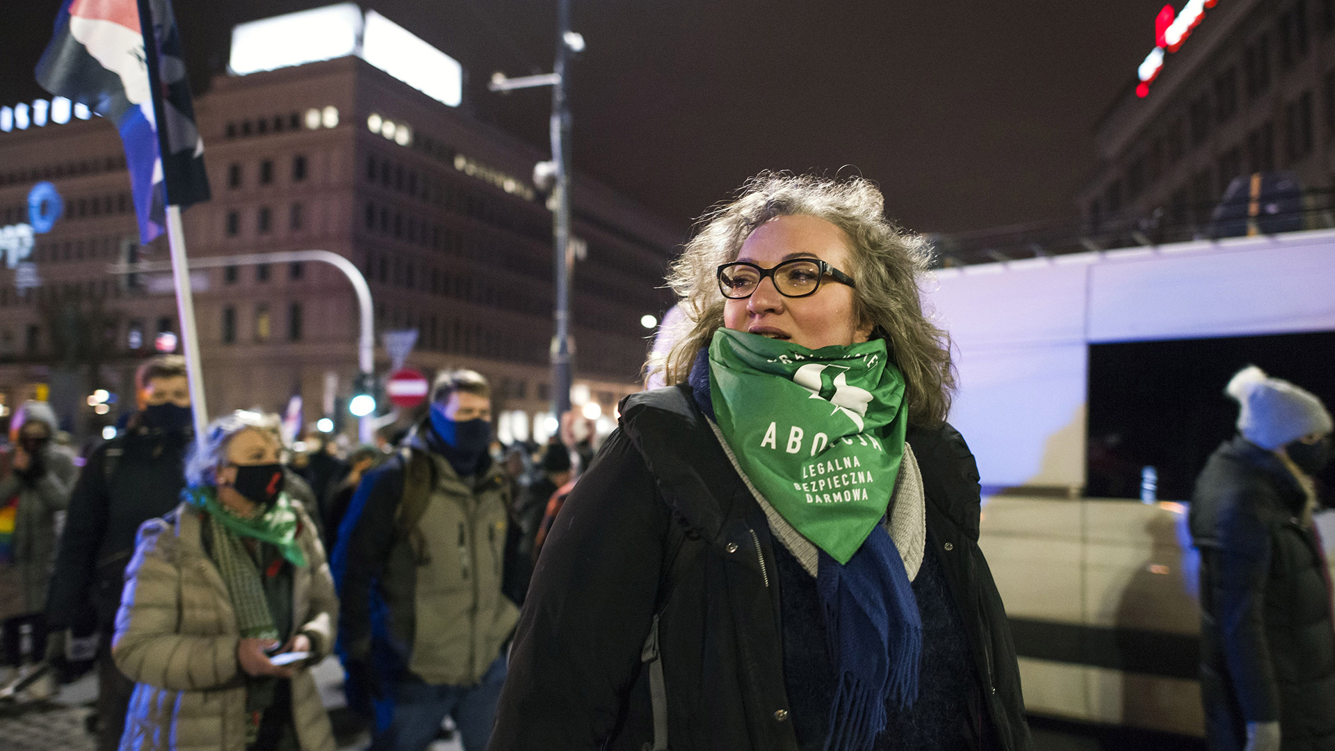 Marta Lempart, vůdkyně aktivity Strajk Kobiet (Stávka žen), na protestu ve Varšavě 27. ledna 2021 proti polské potratové politice