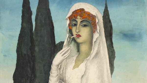 Výřez z obrazu Milady Marešové Nevěsta s cigaretou
