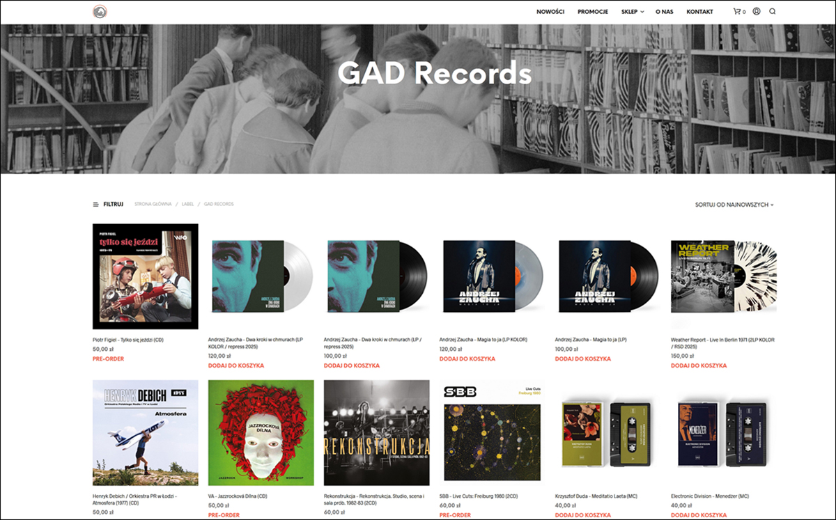 Pohled na home page vydavatelství GAD Records