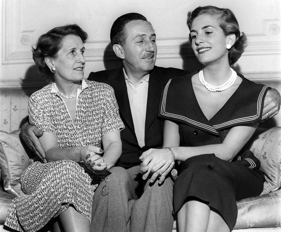 Walt Disney se svou manželkou Lillian a dcerou Diane