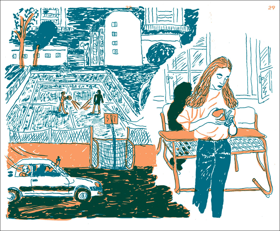 Ukázka z ilustrací Sáry Paldanové v knize Já, Tran a všechno ostatní
