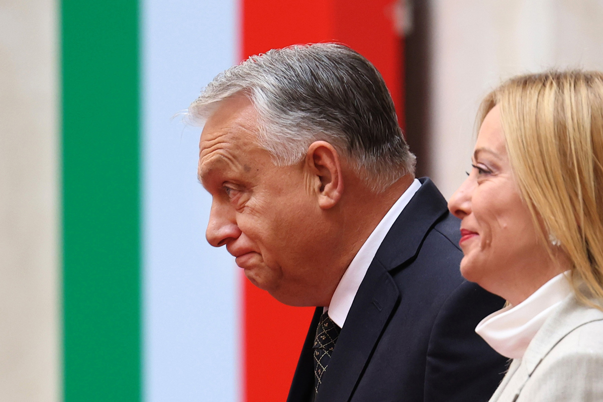 Maďarský předseda vlády Viktor Orbán a italská premiérka Giorgia Meloni