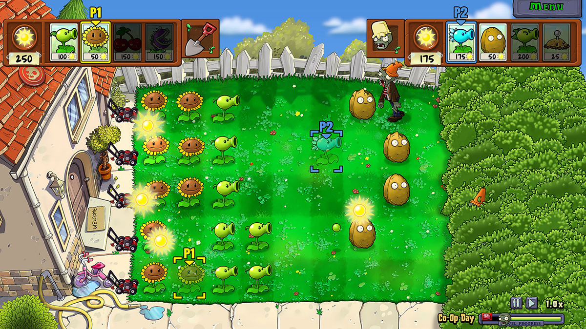 Screenshot ze hry Plants vs. Zombies