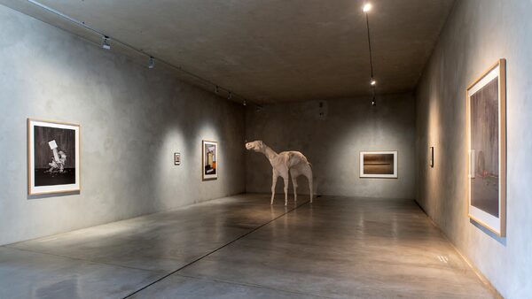 Beton, sádra, otisky, fotografie. Pohled do výstavy Malström v lounské Galerii Benedikta Rejta
