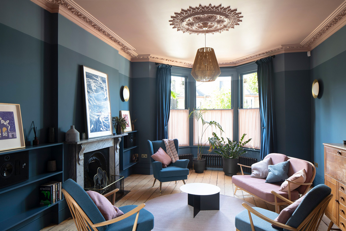 Z návrhů Daniely Dohnálkové: obývací pokoj v rezidenci v londýnské Jerningham Road