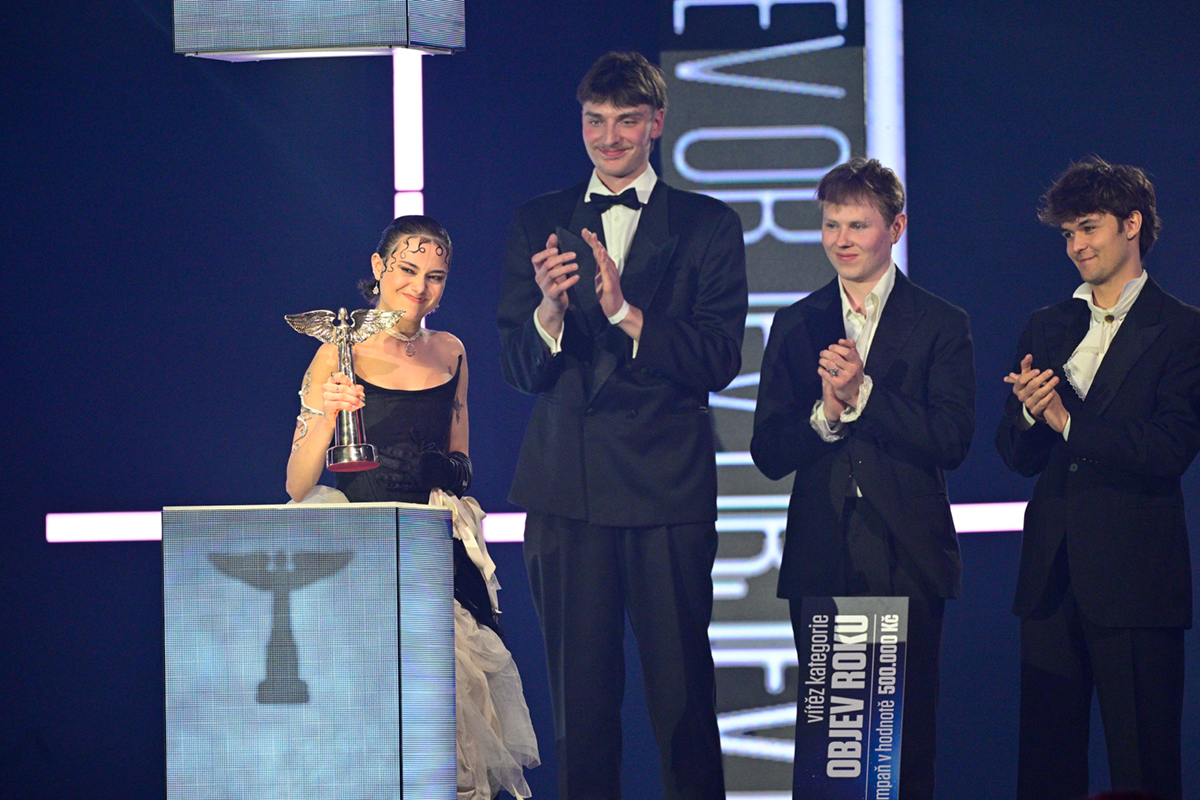 Marie April na udílení Cen Anděl, kde získala Objev roku